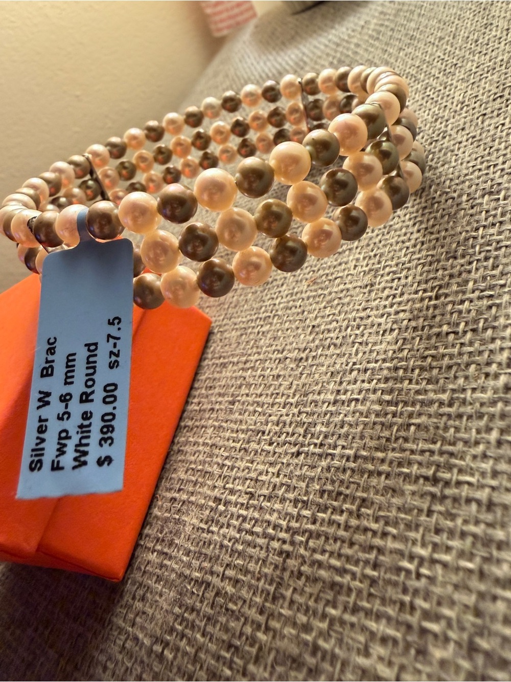Triple-Strand Pearl and Metallic Bead Coil Bracelet